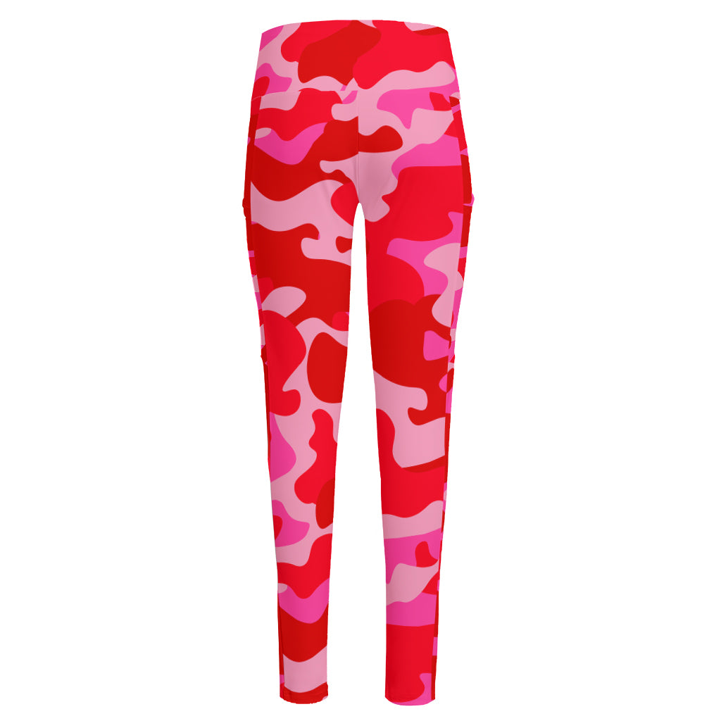 Hot Pink Camouflage Print High-Waisted Pocket Leggings