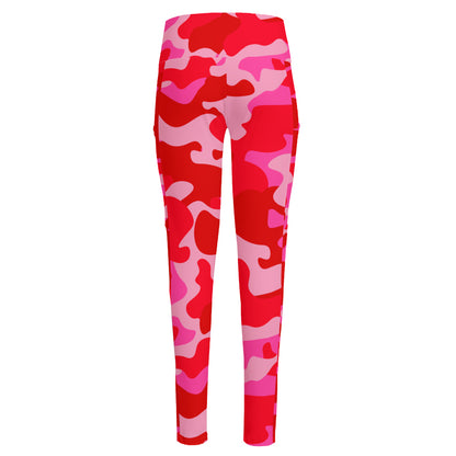 Hot Pink Camouflage Print High-Waisted Pocket Leggings