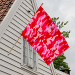 Hot Pink Camouflage Print House Flag