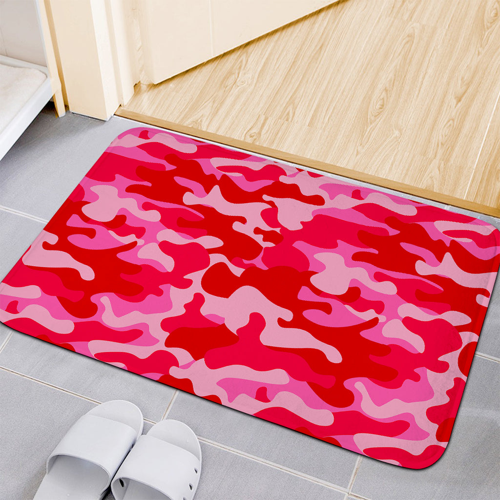 Hot Pink Camouflage Print Indoor Door Mat