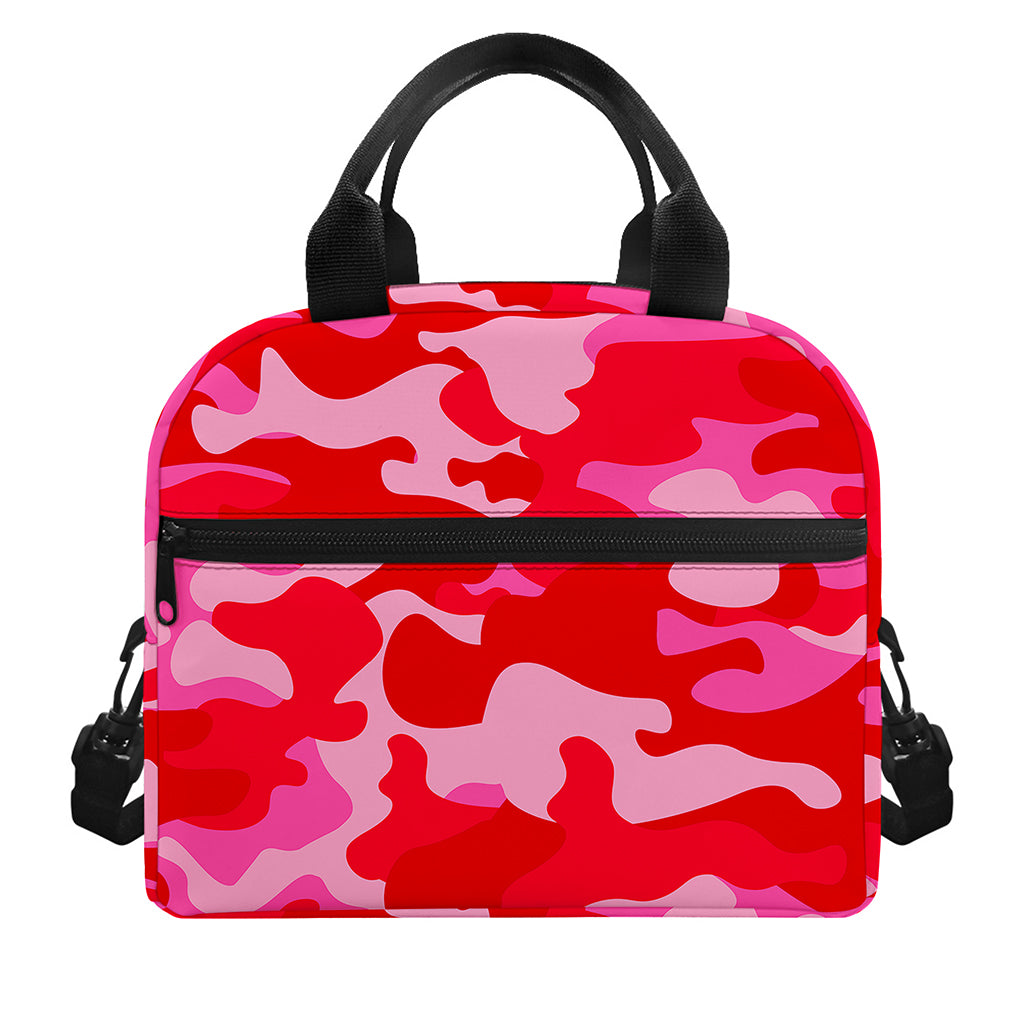 Hot Pink Camouflage Print Insulated Lunch Bag