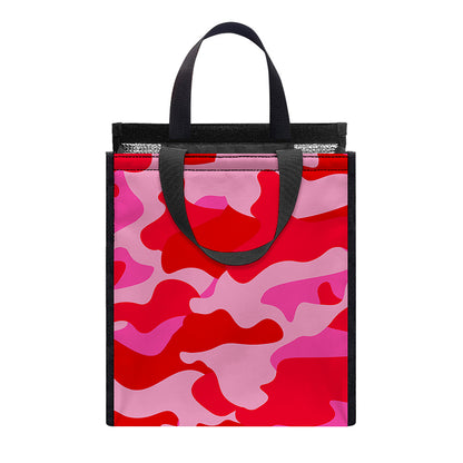 Hot Pink Camouflage Print Insulated Lunch Tote
