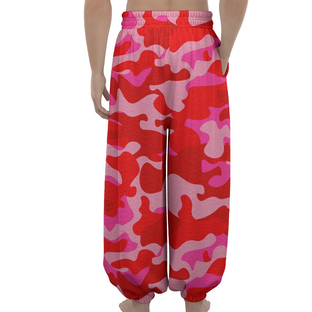 Hot Pink Camouflage Print Lantern Pants
