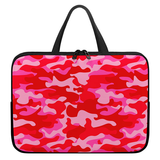 Hot Pink Camouflage Print Laptop Sleeve With Handle