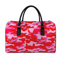 Hot Pink Camouflage Print Leather Duffel Bag