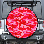 Hot Pink Camouflage Print Leather Spare Tire Cover