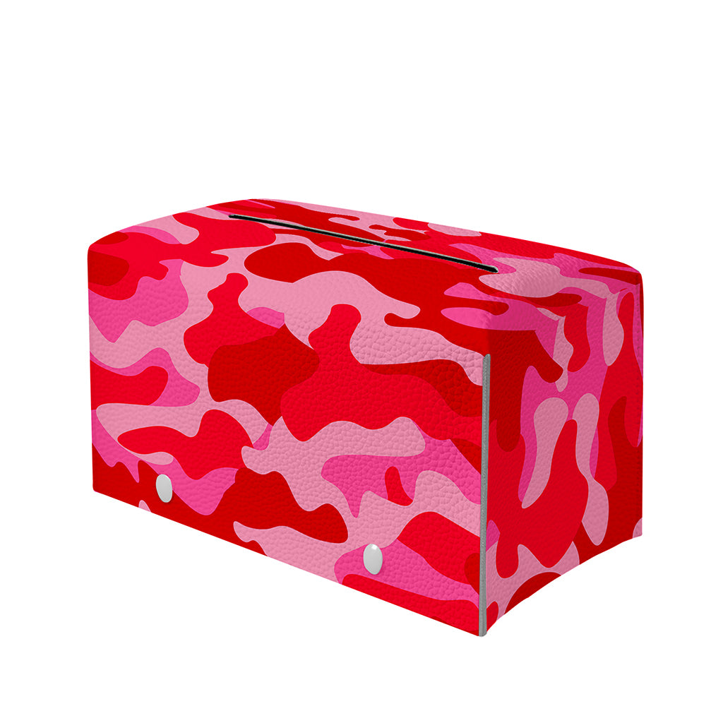 Hot Pink Camouflage Print Leather Tissue Box Cover