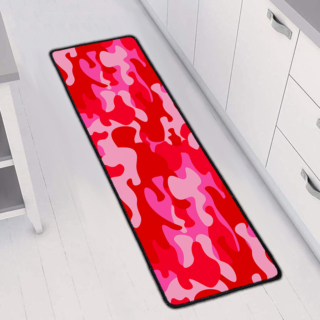 Hot Pink Camouflage Print Long Kitchen Mat