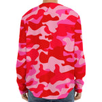 Hot Pink Camouflage Print Long Sleeve Baseball Jersey