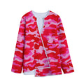Hot Pink Camouflage Print Long Sleeve Short Coat