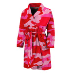 Hot Pink Camouflage Print Men's Bathrobe