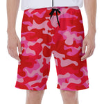 Hot Pink Camouflage Print Men's Beach Shorts