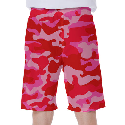 Hot Pink Camouflage Print Men's Beach Shorts