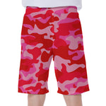 Hot Pink Camouflage Print Men's Beach Shorts