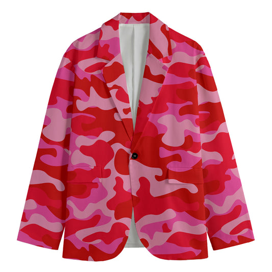 Hot Pink Camouflage Print Men's Blazer