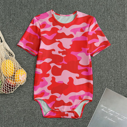 Hot Pink Camouflage Print Men's Bodysuit