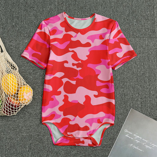 Hot Pink Camouflage Print Men's Bodysuit