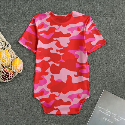 Hot Pink Camouflage Print Men's Bodysuit