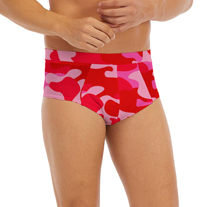 Hot Pink Camouflage Print Men's Briefs