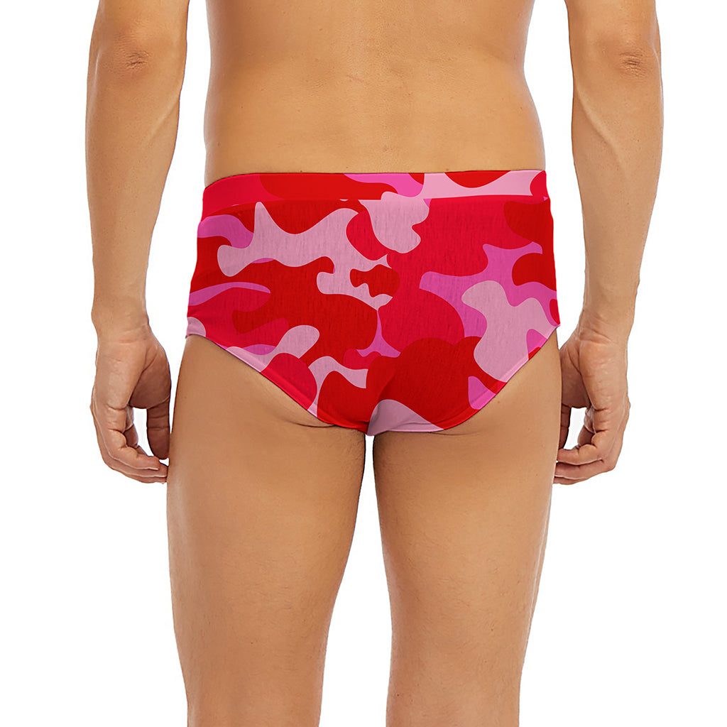 Hot Pink Camouflage Print Men's Briefs