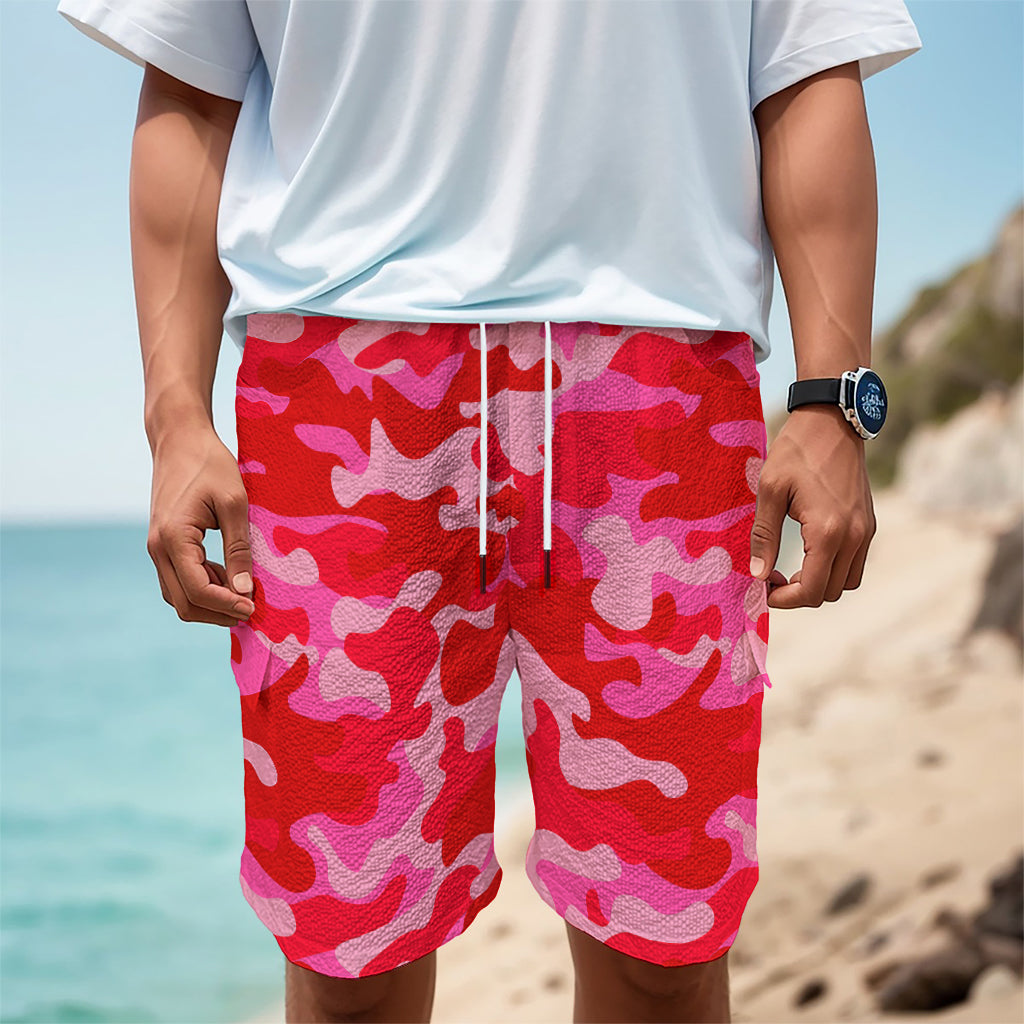 Hot Pink Camouflage Print Men's Cargo Shorts