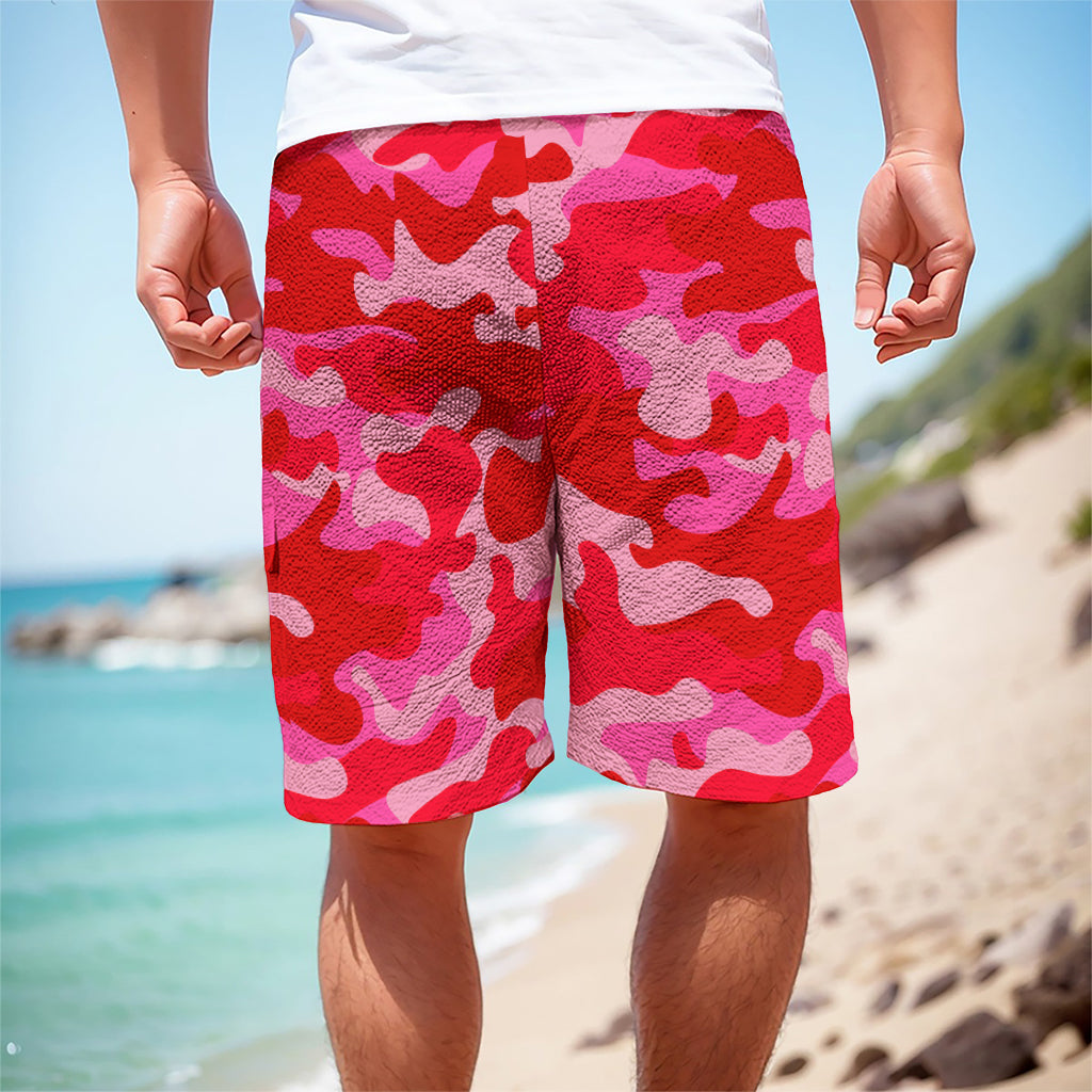 Hot Pink Camouflage Print Men's Cargo Shorts