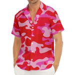 Hot Pink Camouflage Print Men's Deep V-Neck Shirt