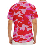 Hot Pink Camouflage Print Men's Deep V-Neck Shirt