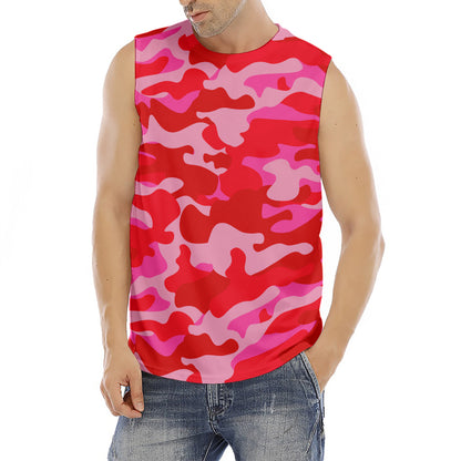 Hot Pink Camouflage Print Men's Fitness Tank Top