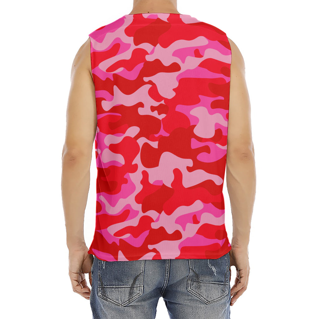Hot Pink Camouflage Print Men's Fitness Tank Top