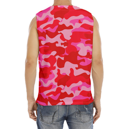 Hot Pink Camouflage Print Men's Fitness Tank Top