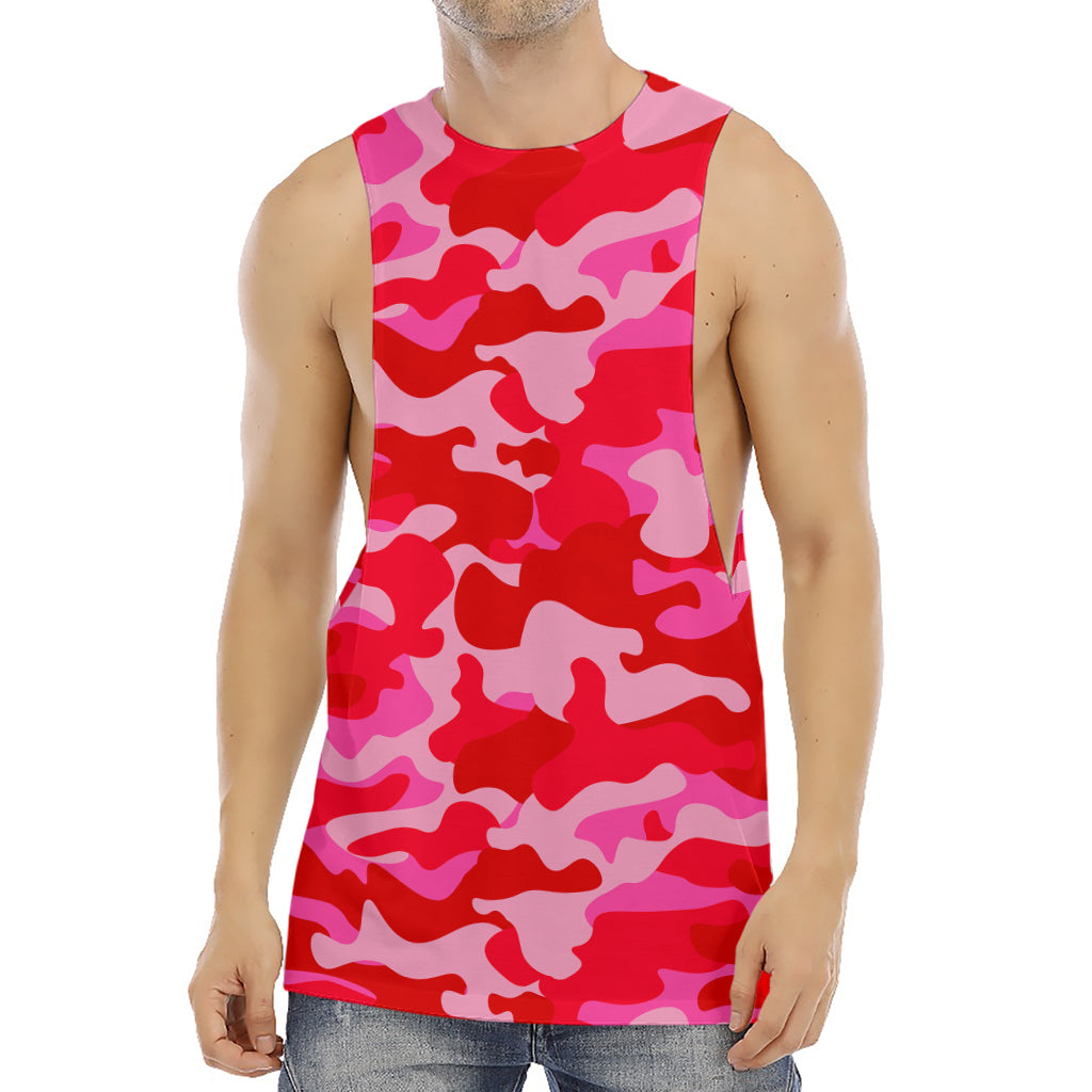 Hot Pink Camouflage Print Men's Muscle Tank Top