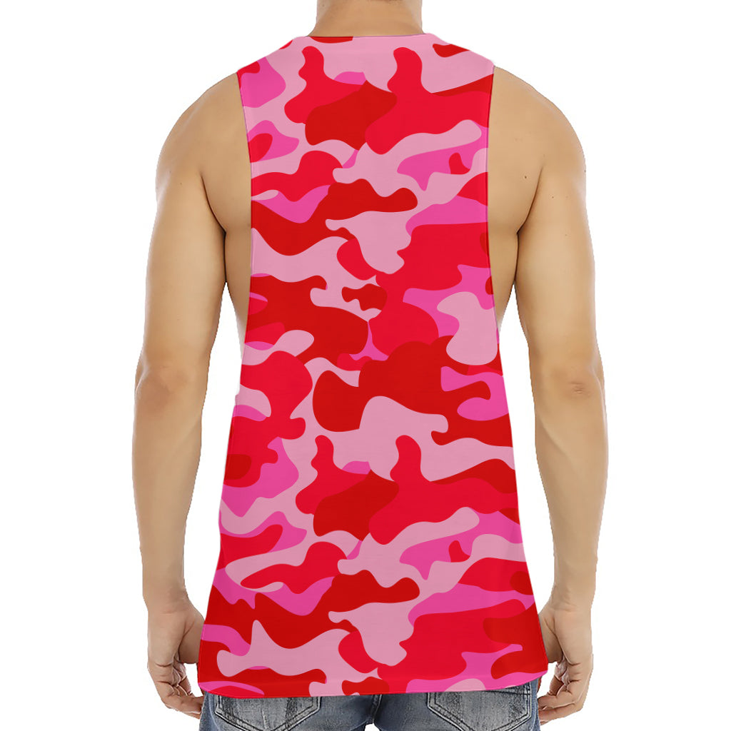 Hot Pink Camouflage Print Men's Muscle Tank Top