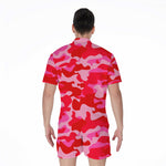Hot Pink Camouflage Print Men's Rompers