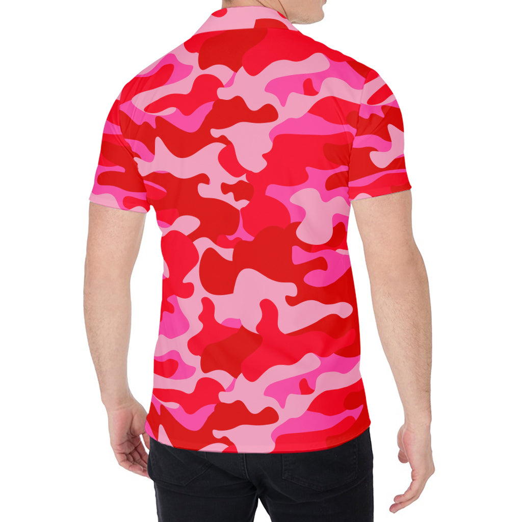 Hot Pink Camouflage Print Men's Shirt