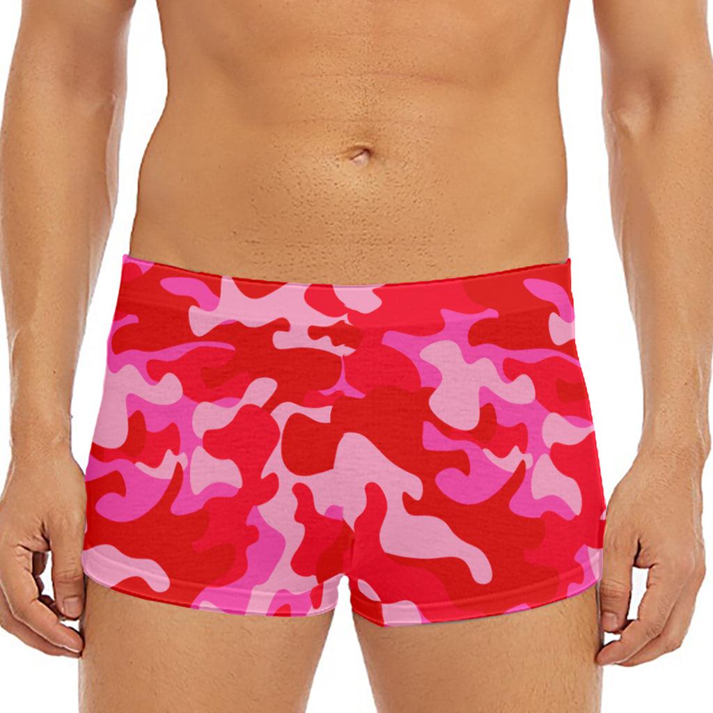 Hot Pink Camouflage Print Men's Short Boxer Briefs