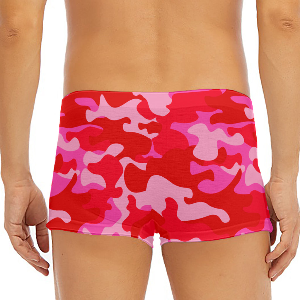 Hot Pink Camouflage Print Men's Short Boxer Briefs
