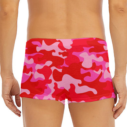 Hot Pink Camouflage Print Men's Short Boxer Briefs