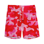 Hot Pink Camouflage Print Men's Sports Shorts