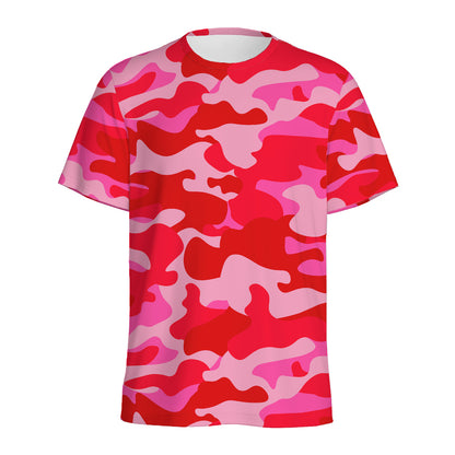 Hot Pink Camouflage Print Men's Sports T-Shirt