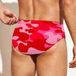 Hot Pink Camouflage Print Men's Swim Briefs