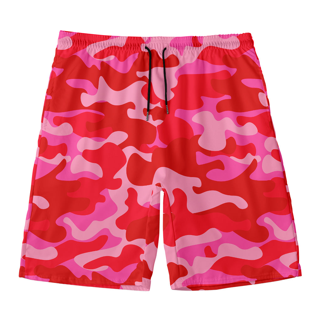 Hot Pink Camouflage Print Men's Swim Trunks