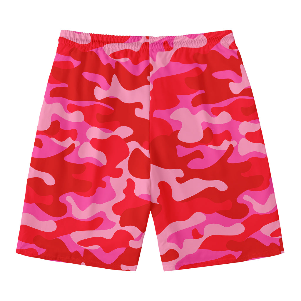 Hot Pink Camouflage Print Men's Swim Trunks