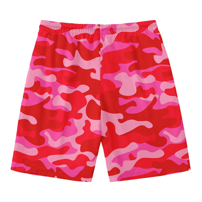 Hot Pink Camouflage Print Men's Swim Trunks