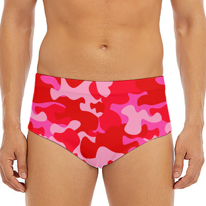 Hot Pink Camouflage Print Men's Triangle Swim Briefs