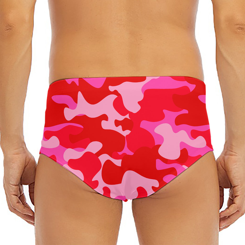 Hot Pink Camouflage Print Men's Triangle Swim Briefs