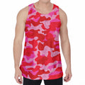 Hot Pink Camouflage Print Men's Velvet Tank Top
