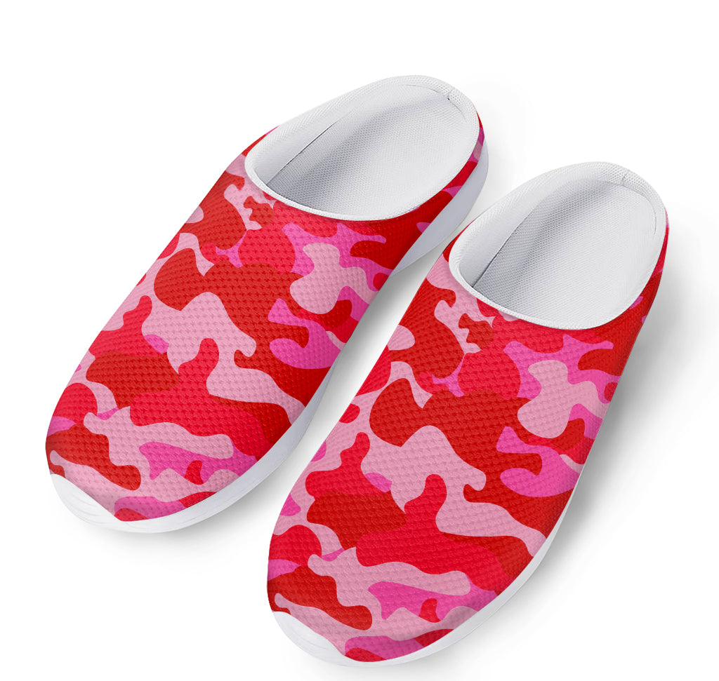 Hot Pink Camouflage Print Mesh Casual Shoes