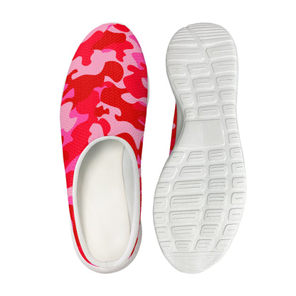 Hot Pink Camouflage Print Mesh Casual Shoes
