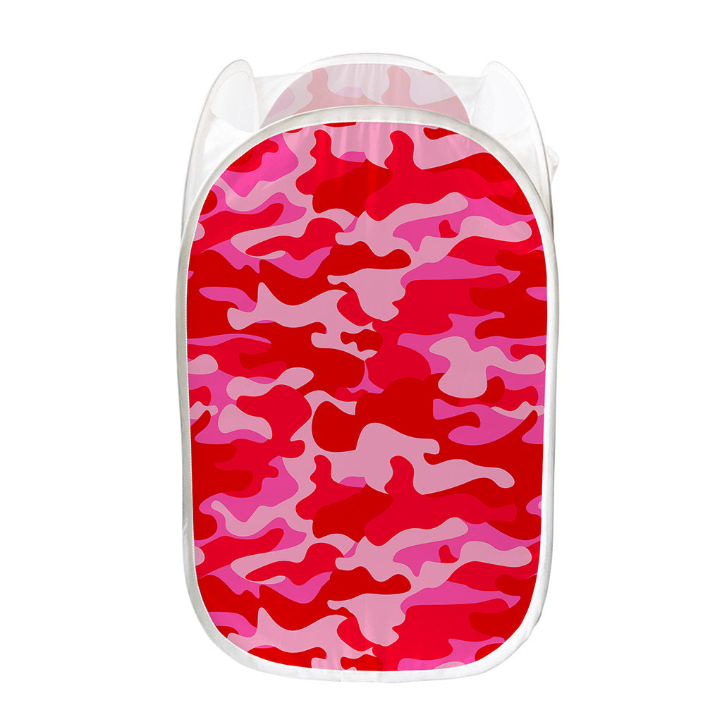 Hot Pink Camouflage Print Mesh Laundry Hamper